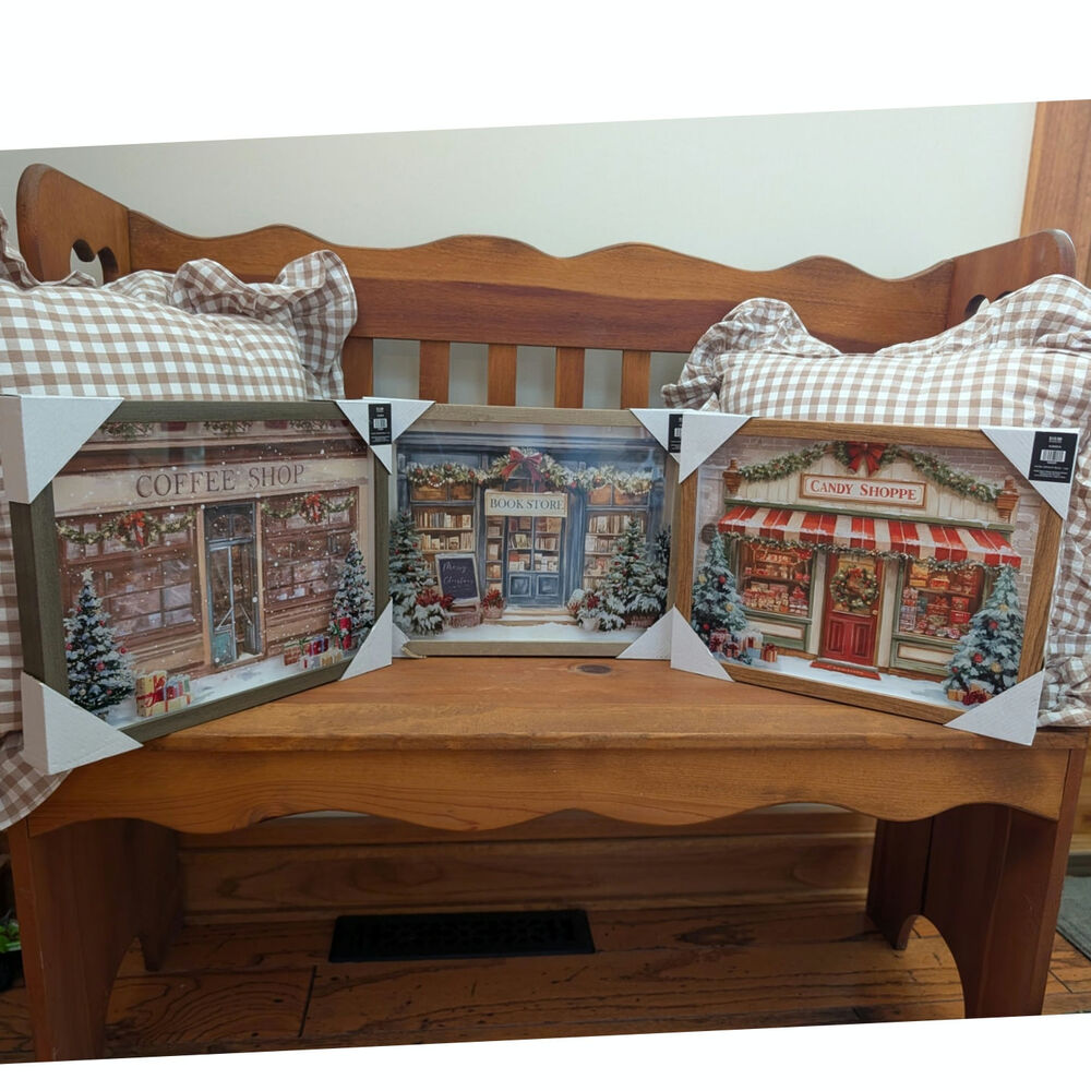 Viral Book Store Coffee Shop Candy Store Christmas Framed Decor Series Set of 3